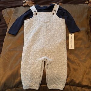 Janie and Jack Blue and Gray Kids Overalls